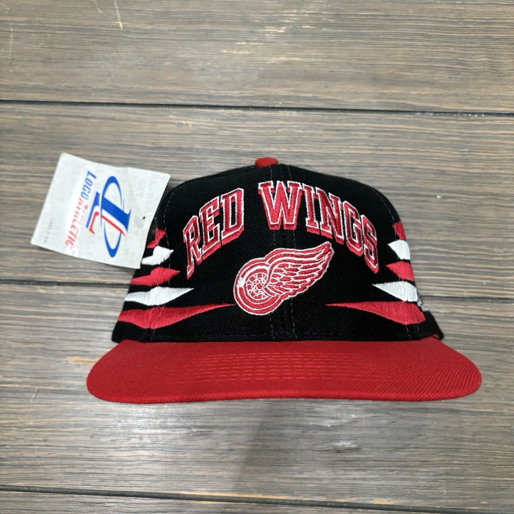 NWT Detroit Red Wings Diamond Cut Snapback Hat Logo Athletic Wool 90s NHL